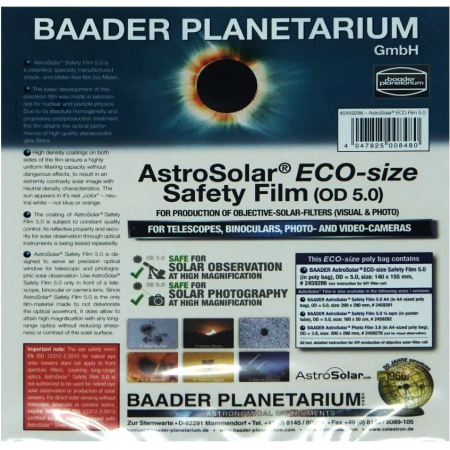 Slnečný filter (fólia) Baader Planetarium AstroSolar 140x155mm ND 5.0...