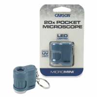 Vreckový mikroskop Carson MicroMini™ 20x LED+UV Modrý