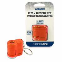 Vreckový mikroskop Carson MicroMini™ 20x LED+UV Oranžový