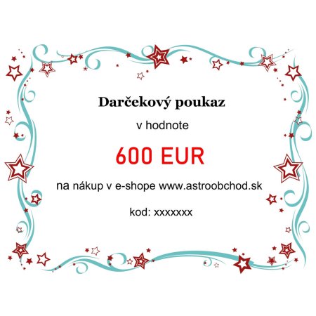 Elektronicky darcekovy poukaz v hodnote 600EUR